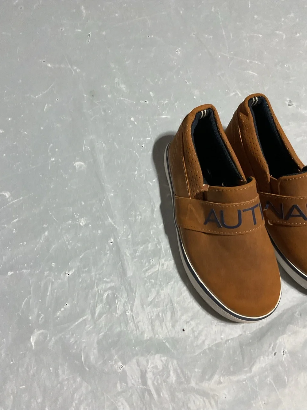 Nautica Men’s Tan Slip-On Loafers with Branded Strap